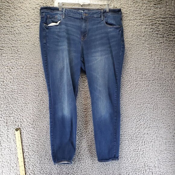 Old Navy Jeans Womens Size 18 Blue Rockstar Mid-Rise Super Skinny Stretch Denim - Picture 1 of 11